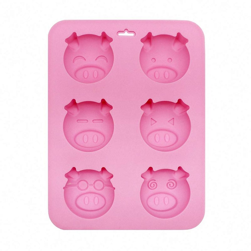 HiParty 2Pcs 6 Cavity Pig Cake Mold, Piggy Baking Pan Silicone Chocolate Candy Gummy Fat Bomb Jello Shot Mold Mini Soap Crayon Beeswax Melt Mold Ice Cube Trays - Image 3